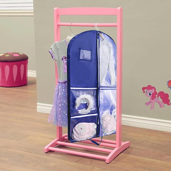 1 Pack Garment Bag for Travel Storage,Dance Costumes Competition Bag,Girls Dress Recital Dance Bag Kids Garment Bags for Hanging Clothes,Clear Cheer Uniform Garment Bag with Buckle.Blue
