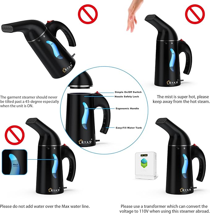 Travel Size Steamer for Clothes,Handheld Garment Steamer for Hat,1lbs Lightly,40s Fast Heat-up,8 FT Power Cord,800W, Light Mini Steamer for Home, Office and Travel, Black