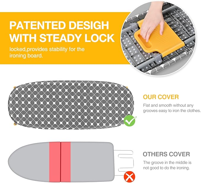 APEXCHASER Foldable Ironing Board, Tabletop Small Iron Board with Heat Resistant Covers, Portable Folding Mini Iron Table with Non-Slip Feet for Home, Laundry Rooms, Dorms, Travel Use, Yellow