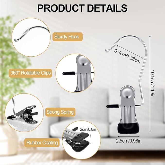 50 Pack Boot Hangers Clips for Closet, Heavy Duty Legging Organizer for Closet Hanging Pants Hangers with Clips Clothes Pins Hanger Clips Laundry Hooks Towel Socks Hats Tall Boots Home Travel