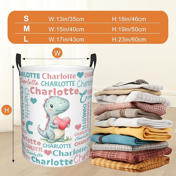 Custom Name Laundry Hamper, Personalized Laundry Basket with Name for Baby Boys Girls, Customized Collapsible Dirty Clothes Hamper Storage with Handles for Bedroom Bathroom Dorm Room Decor