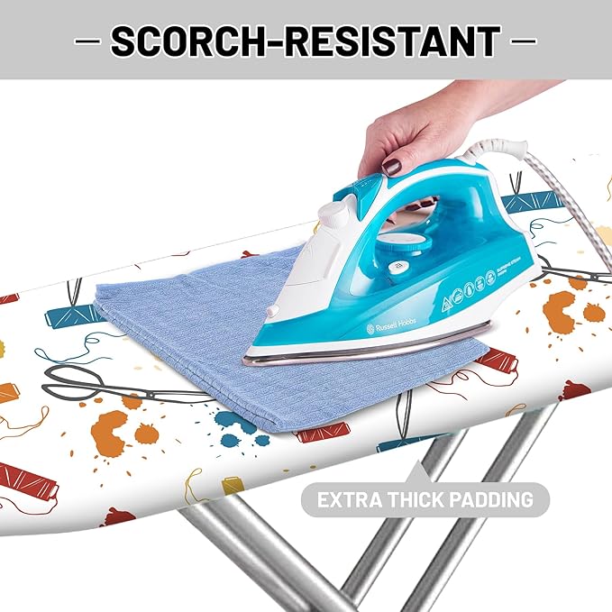 Extra Thick Ironing Board Cover and Pad, 15x54 Ironing Board Cover, Resist Scorching and Staining,Elastic Edges,Art of Life Iron Sew Scissors