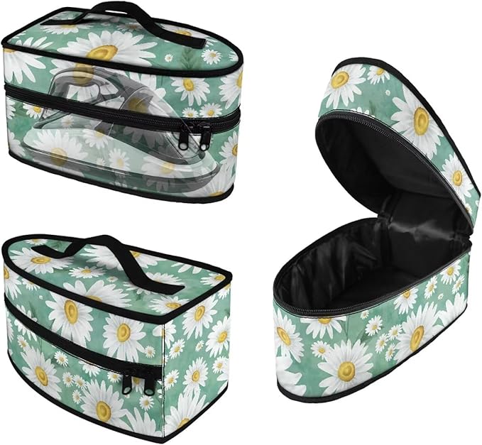 Daisy Green Iron Tote Bag Stain Resistant Travel Irons Storage Box Washable Protective Carrying Bag with Handle Compatible with Most Irons