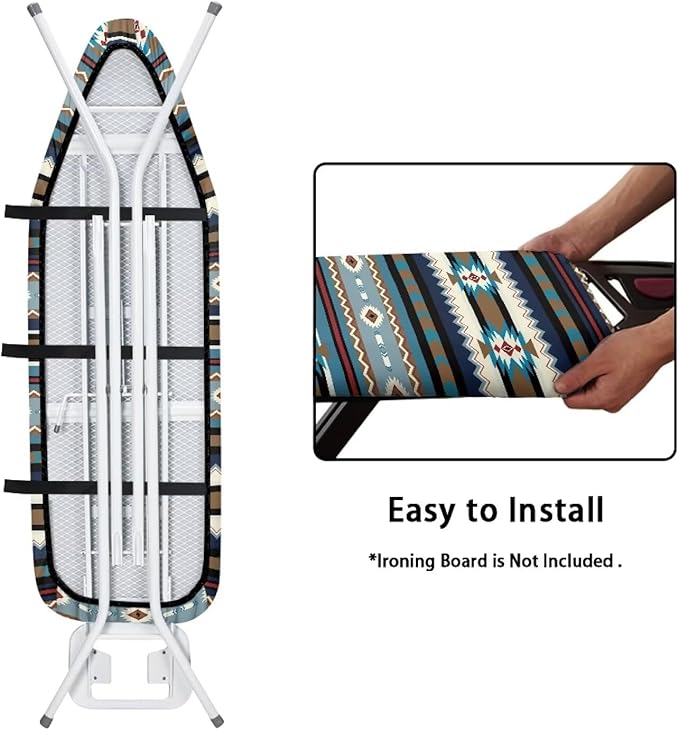 SEANATIVE Baja Stripes Ironing Board Cover Standard Size Iron Board Replacement Cover Resists Scorching and Staining with Elastic Edge, Thick and Durable