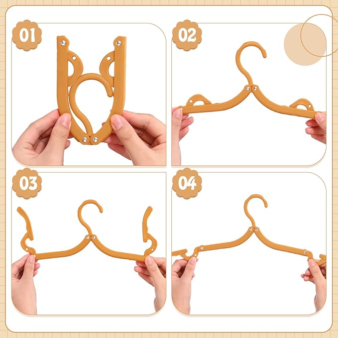 12 Pcs Travel Hangers Cruise Ship Essentials Foldable Portable Plastic Vacation Hangers Non Slip Clothes Drying Rack Travel Accessories for Dormitory School Hotel Laundry (Bright Color)