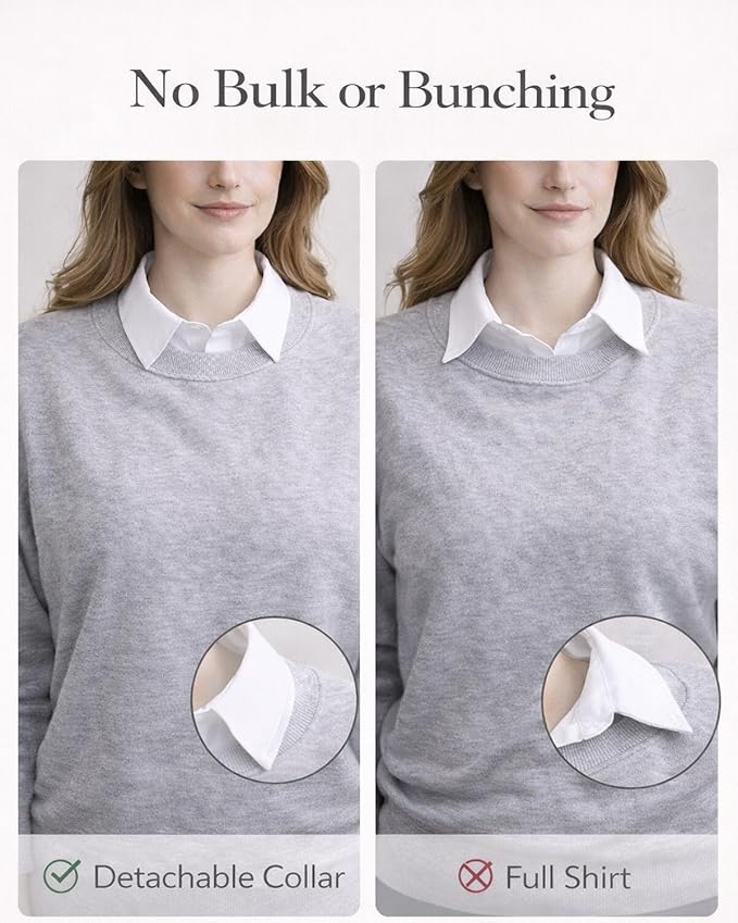 4 Pack Detachable Dickey Collar Blouse for Women, Fake White Collar Shirt, Faux Shirt Collared Bib for Under Sweater