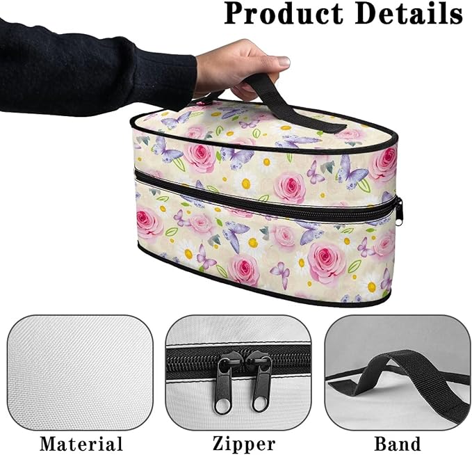 Watercolor Rose Iron Tote Bag Stain Resistant Travel Iron Storage Box Washable Protective Carrying Bag with Handle Compatible with Most Irons