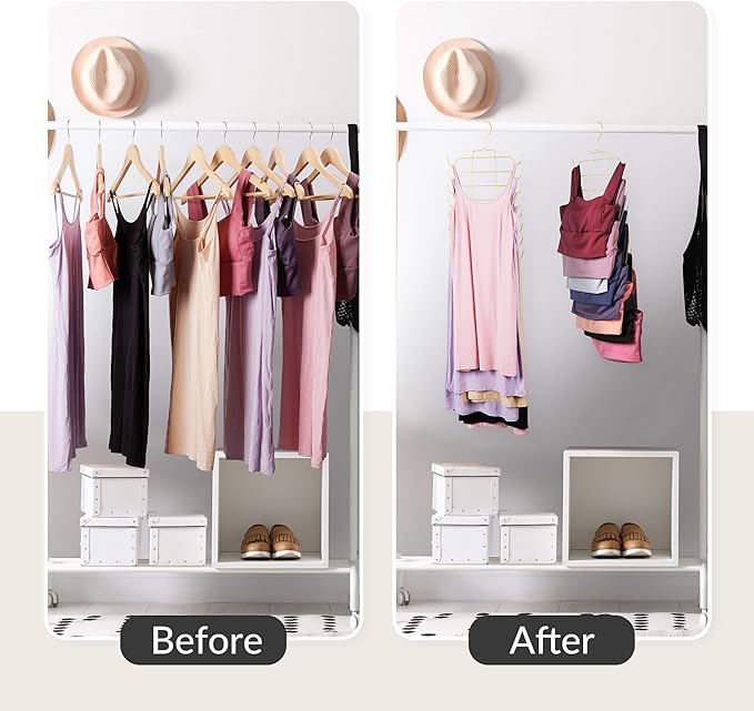 ZEDODIER Tank Top Hanger Space Saving, Bra Hangers for Closet Organizer, Hanging Bra Organizer Tank Tops Holder with 8 Hooks, Metal Closet Organizers and Storage Small Space Solutions, Gold