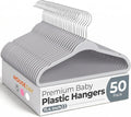 HOUSE DAY 11.4 Inch Baby Hangers 50 Pack - Plastic Kids Hangers Space Saving Thin Profile, Children Closet Organizers with Rotatable Hook of 360°, Heavy Duty for Toddler Clothes Nursery - Gray