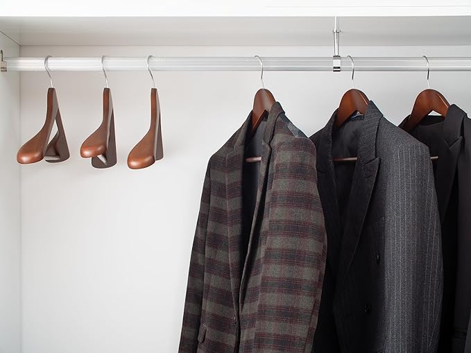 StorageWorks Wooden Hangers 6 Pack, Extra Wide Shoulder Wood Coat Hanger for Coats, Shirts, Jackets, Pants, Suits, Light Walnut Color