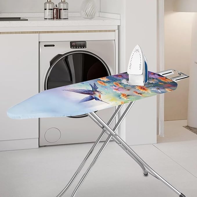 Floral Bird Ironing Board Pad,Extra Thick Heavy Duty Padded for Standard Boards,Non Stick,Scorch and Stain Resistant Home Ironing Board Accessory