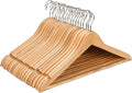 JS Hanger Wooden Coat Hangers, 20 Pack High Grade 17.5 Inch Wood Suit Hangers with Non Slip Pant Bar - Extra Smooth and Splinter Free Natural Finish