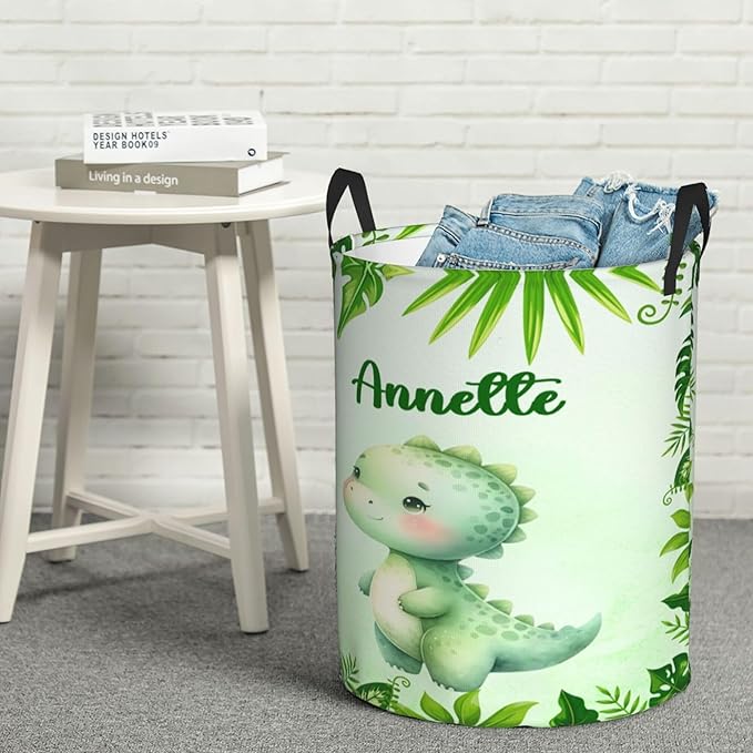 Personalized Dinosaur Laundry Basket For Baby Kids Boys Girls Adult Custom Hamper Basket With Name For Bathroom Bedrooms Collapsible Baby Laundry Basket, Dirty Clothes Hamper With Handles