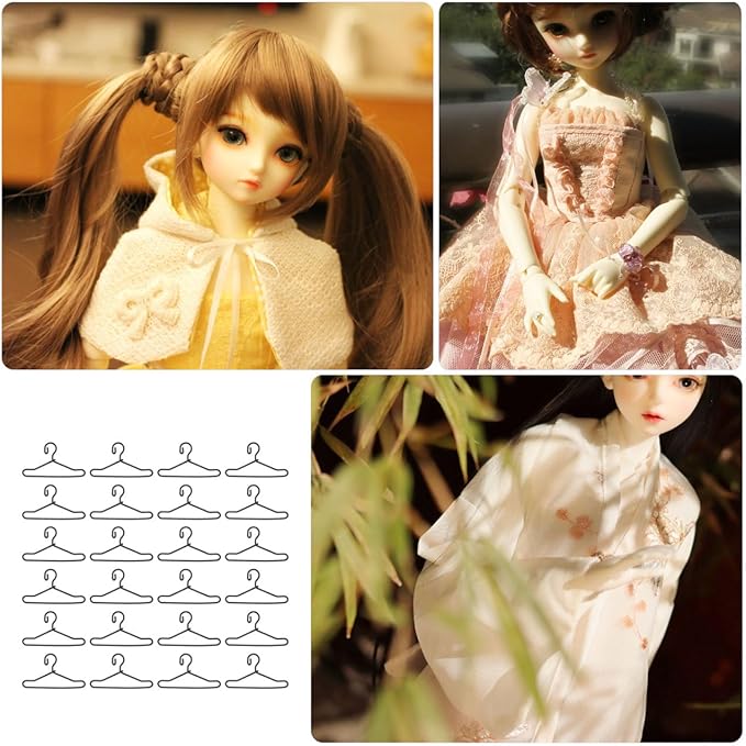 EXCEART Mini Metal Clothes Hangers for Dolls 50 Pcs Miniature Doll Clothes Hangers for Crafting Displaying and Organizing Doll Wardrobes 1.6 Inch Small Outfit Hangers