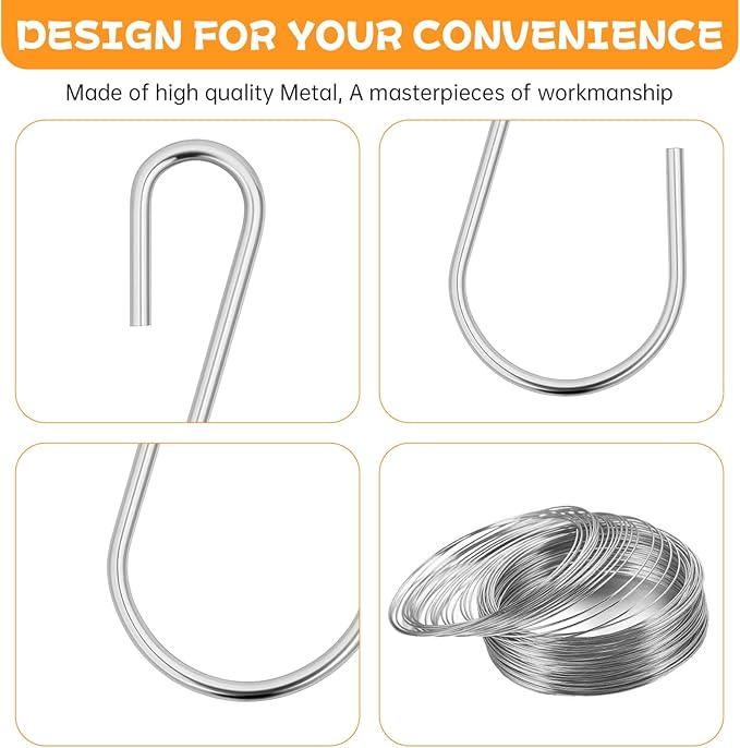 60 Pcs S Hooks for Hanging, 1 Inch Metal Hanging Hook S Shaped Metal Hook, Hanger Connector Hooks Ornament for Hang Jewelry Small Kitchenware Potted Plants(Silver)