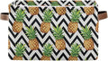 Pineapple Pattern Storage Basket Bin, Large Cube Storage Box Canvas Collapsible Storage Organizer for Home Office Closet - 15 L x 11 W x 9.5 H