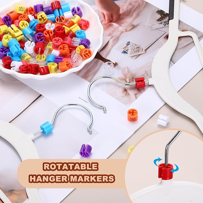 PATIKIL 300 Pcs Clothes Hanger Marker Blank Plastic Garment Tags Size Hanger Markers Fit 3mm Rod for Garment Color Coding Snap Labels Accessories, Transparent