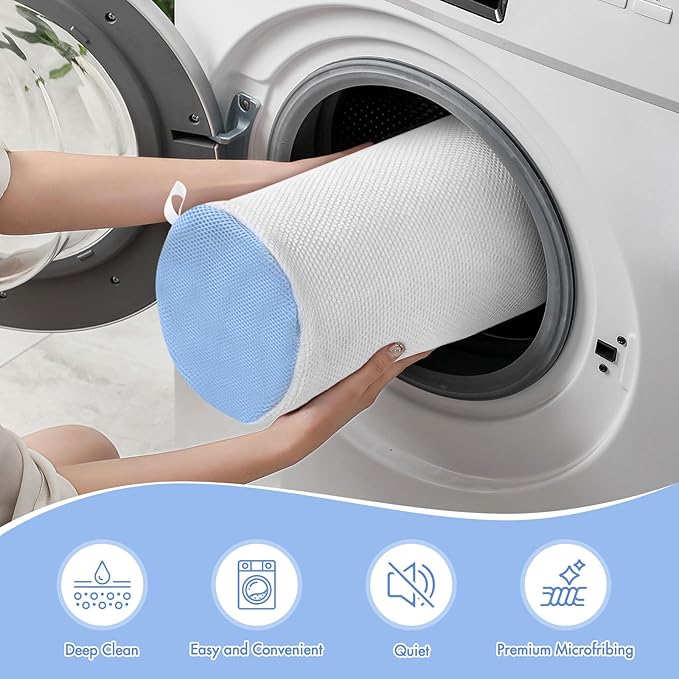 Shoe Washing Machine Bag w/Shoe Trees to Prevent Deformation - Sneaker Cleaner Bag Reusable Lint-Free Large Laundry Shoe Bag, Tennis Shoes Wash Kit Home Travel Essentials, White 2pcs