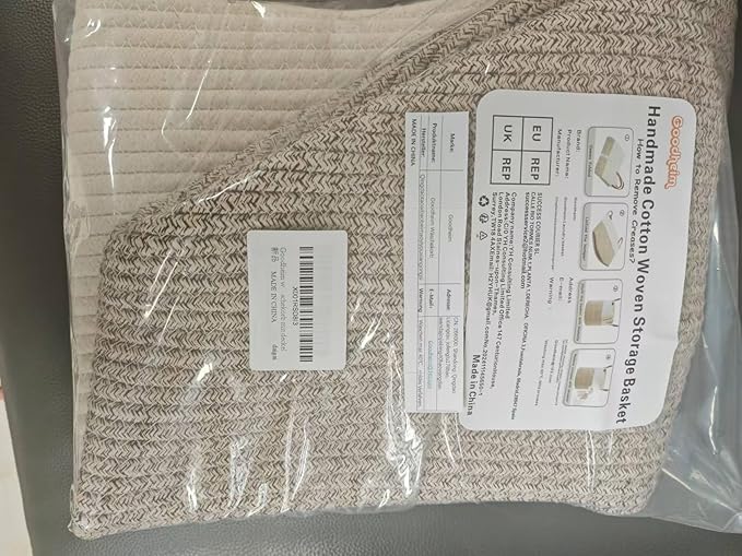 Laundry Hamper with Lid, Large Woven Laundry Basket，Blanket and Toy Storage Basket for Living Room, Bedroom, Bathroom, Nursery（Brown and White，55L）