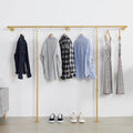 Industrial Pipe Clothing Rack Wall Mounted,Wall Mounted Clothes Rack,Five Bases, Strong Load Bearing Capacity, Space Saving, Suitable for Clothes Display and Storage (80.7, Gold)