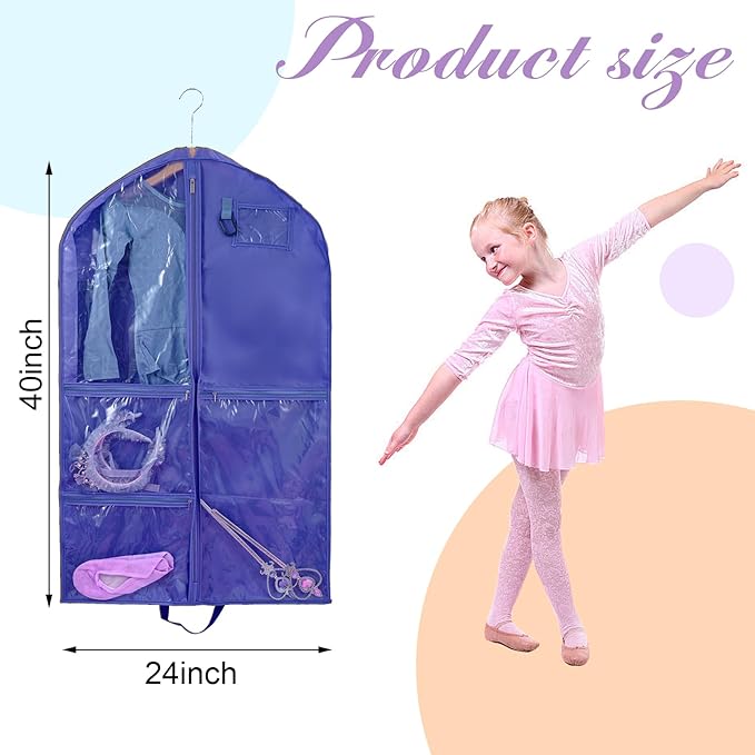 Dance Costume Garment Bags for Dancers,Garment Bag 40 Inch for Dance Competitions,Garment Bags For Travel Hanging Clothes,Waterproof Hanging Clohtes Storage Garment Bag.