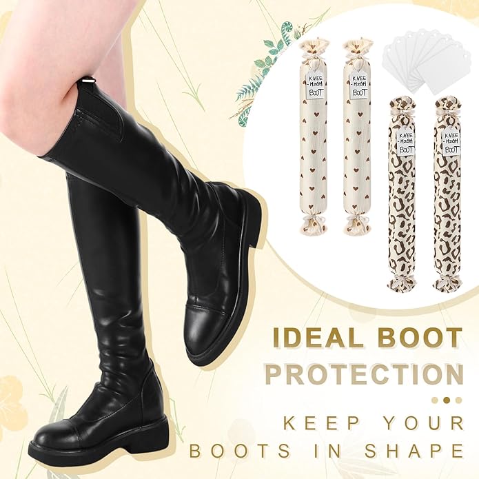 2 Pairs Boot Shaper Stands with 8 Labels Cotton Tall Boot Inserts for Closet Organization
