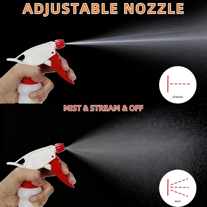 6 Pack 16oz Spray Bottles, Reusable Fine Mist Water Sprayer for Plants, Cleaning, High Output Ultrafine Misting Plastic Spray Bottles for Water, Salon, Garden, Kitchen and Bathroon