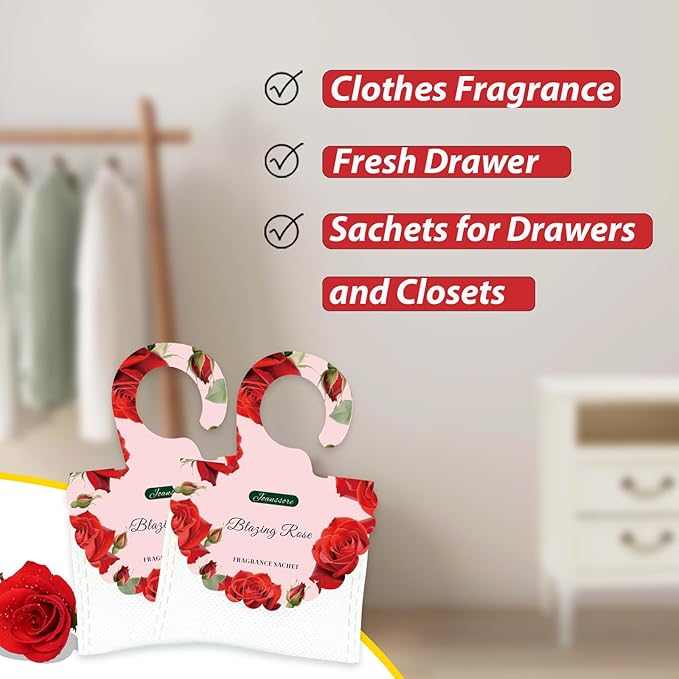 15 Packs Scented Sachets Bag for Drawers and Closets, Air Freshener for Home Fragrance Sachet, Long-Lasting Hanging Closet Deodorizer Smell Goods for House (Blazing Rose)