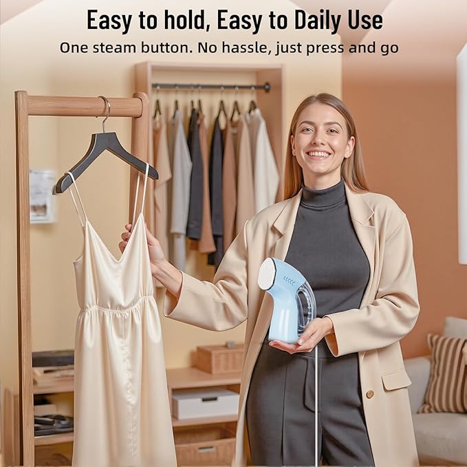 Steamer＆Iron 2 in 1 for Clothes, Synthetic Ceramic Panel, Intelligent Chip Controls Soft Steam (Tilting Not Spray Water), 250ml Water Tank, 8.2FT Power Cord,1000W (black)