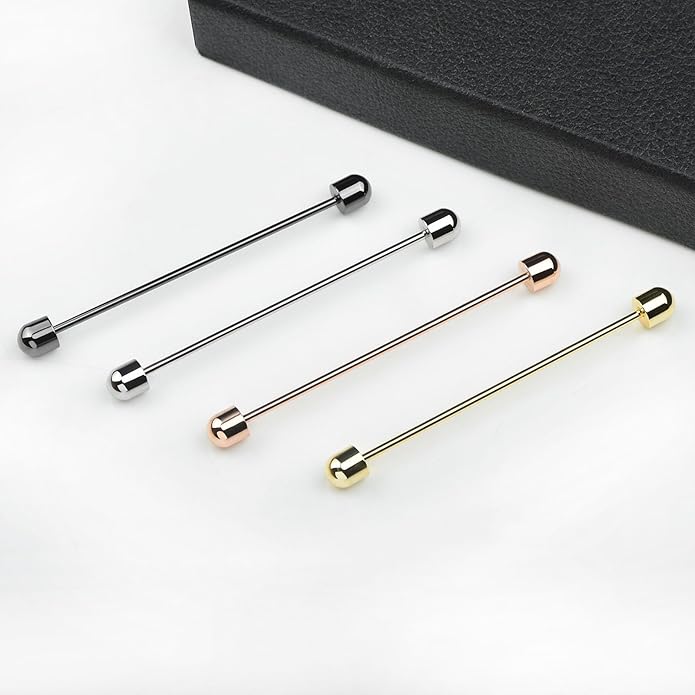 Classic 4-Piece Set Solid Brass Collar Bar for Men Multi-Style Metal Anti-Curl Shirt Collar Stays Tie Pins