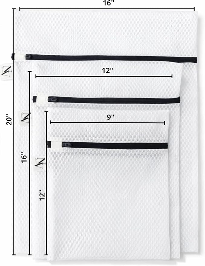 Mesh Laundry Bags for Delicates + 2 Wool Dryer Balls Reusable – Fabric Protection for Washing Machine & Dryer - Laundry Care Set