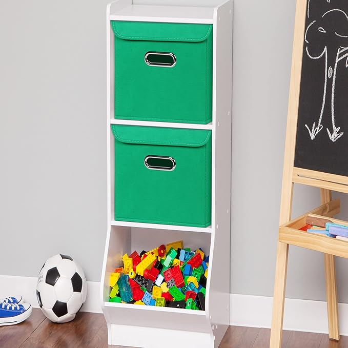 Closet Organizers Fabric Storage Bins With Lids Collapsible Cube Storage Organizer Basket With Handles,Storage Boxes for Clothes Storage,Office,Laundry,Shelves,6 Pack,（Green）