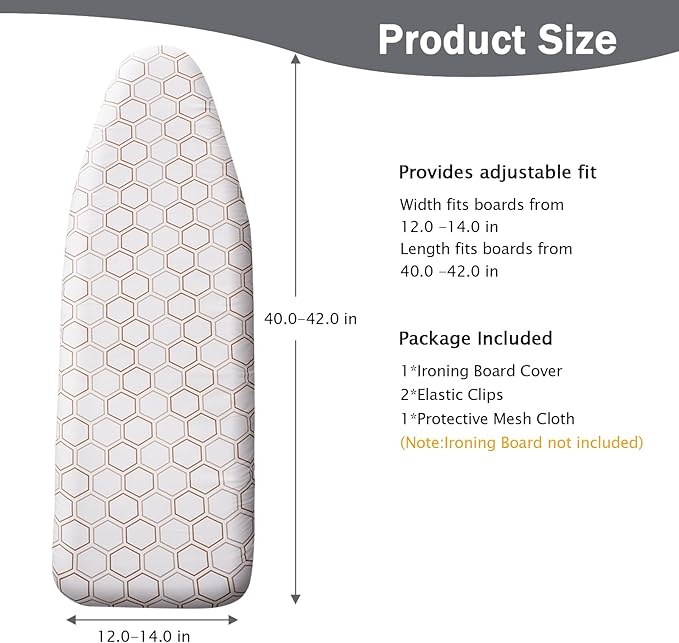 SheeChung 14"x42" Over The Door Ironing Board Cover and Pad,Thick Iron Covers with Fastener Straps,Durable Scorch & Stain Resistant Padded Door Ironing Board Cover