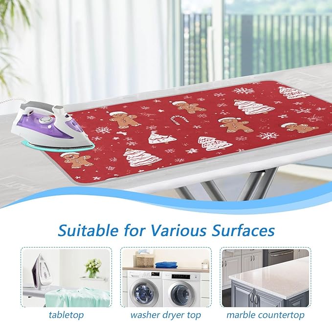 Ironing Mat Pad for Table Portable Travel Iron Blanket Ironing Board Covers Pressing Mat Heat Press Pads 27.6x47.2 Inches Gingerbread Christmas Tree47