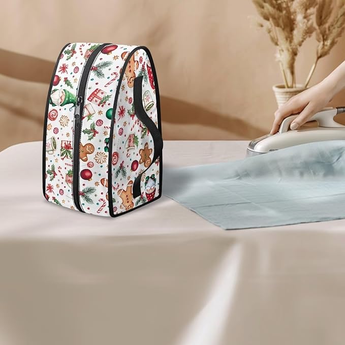 Christmas Iron Storage Bag with Zipper Closure Fits for Accessories Travel Irons Lightweight Handheld Iron Case Storage for Traveling Home, Santa Claus Gift