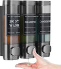 Shampoo and Conditioner Dispenser,Unisence Shower Dispenser 2 Chamber No Drill Wall-Mounted Shampoo Dispenser for Shower Wall Mounted Body Wash Dispenser for Bathroom Hotel Large Capacity,Silver