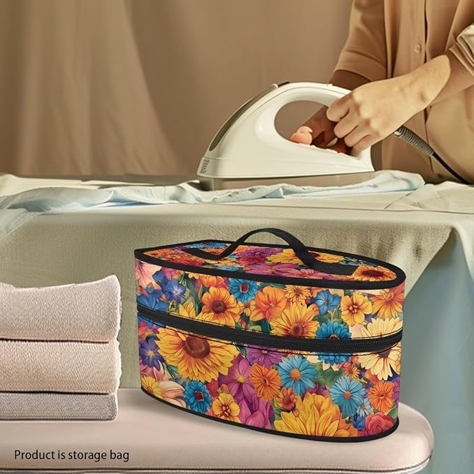 Daisy Print Steam Iron Case Travel Iron Organizer Handheld Steamer Holder with Handle Waterproof Travel Accessories, Case Only
