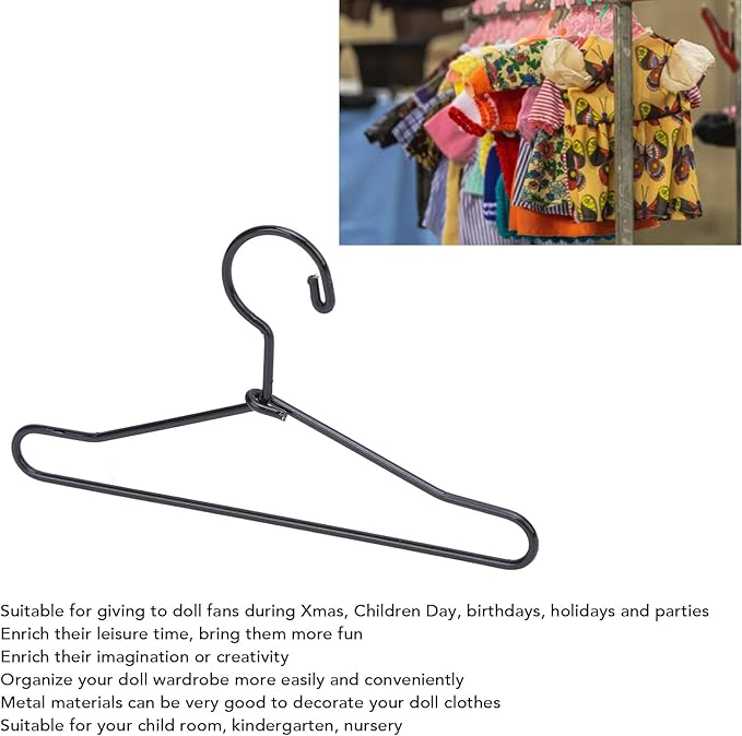 10Pcs Metal Doll Clothes Hangers, Doll Dress up Storage Clothes Organizer Rack, Doll Hangers Accessories (65mm)