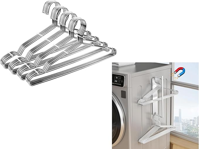 Hanger Organizer Magnetic Hanger Holder for Washing Machine Laundry Room Organization, Coat Hangers 40 Pack Clothes Hangers