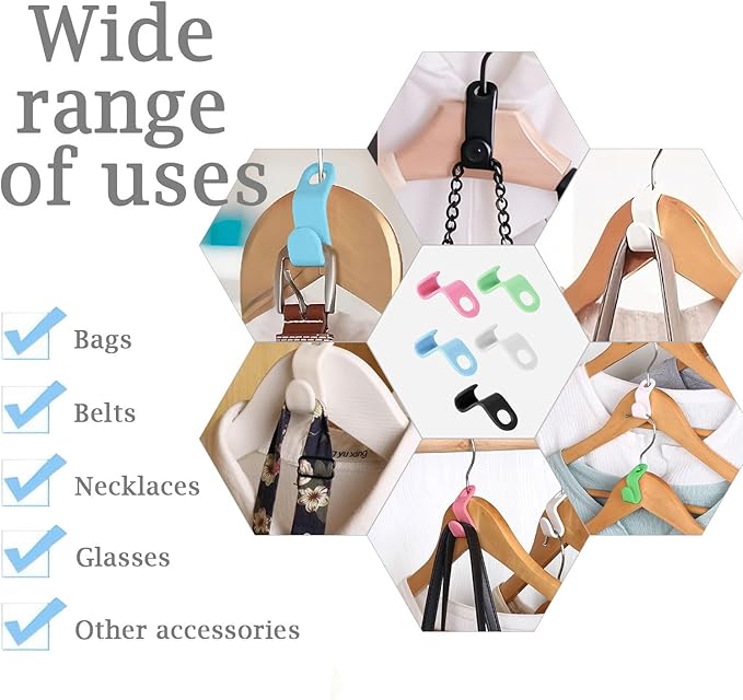 200 Pcs Hanger Hooks,Clothes Hanger Connector Hooks,Space Saving Hanger Hooks,Plastic Connectors Hooks for Clothes,Cascading Hanger Extenders for Closet Organizers,5 Colors