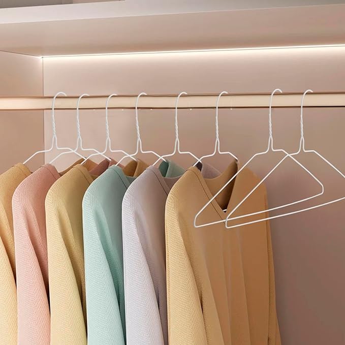120 Pcs Wire Hangers in Bulk Metal Black White Hangers 16" Dry Cleaner Hanger for Cloth Shirts Coat