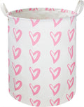CLOCOR Pink Laundry Basket,Waterproof Baby Girls Nursery Hamper, Girls' Room Decor,Kids Toys Storage Bin,Gift Basket（Pink Heart