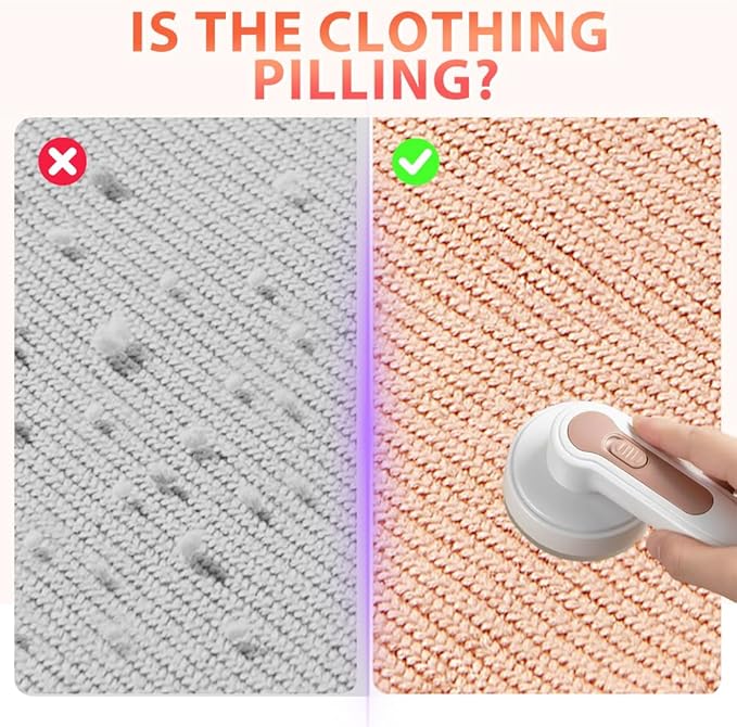 USB Rechargeable Fabric Shaver, Lint Remover for Clothes & Sweaters, Powerful Lint Shaver Sweater Shaver with Safety Protection (Rose)