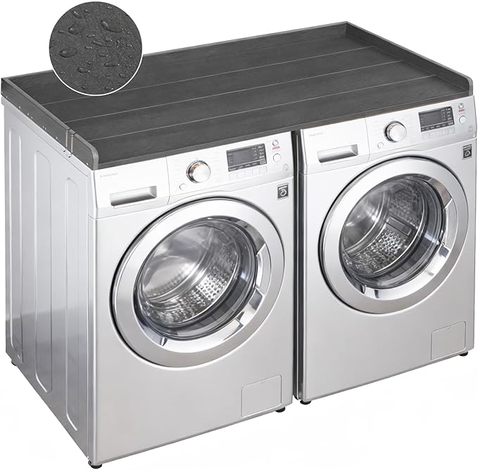 Washer Dryer Countertop, HDPE Laundry Countertop with Edge Rails, No-Installation-Grey