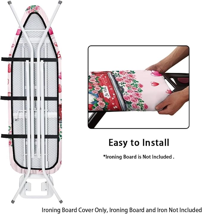 Gnome Ironing Board Cover Love Heart Standard Size 15 x 54 Stain Resistant Fasteners Elastic Edge Valentines Day Ironing Cover 15x54 Home Decoration