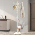Free Standing Coat Rack with 14 Hooks, Vintage Wooden Coat Tree, Adjustable Height 73 Inches, Retro Coat Stand for Entryway, Living Room, Office & Bedroom (Retro White, 1 PCS)