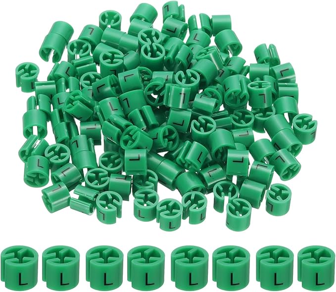 PATIKIL 300 Pcs Clothes Hanger Markers L Fit Rod Garment Size Tag Hanger Clips Round Color Coding Label for Clothing, Green