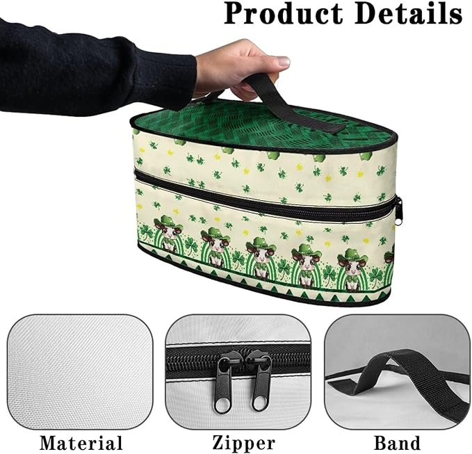 St Patricks Day Cow Iron Storage Case Fits for Home Outdoor Lightweight Reusable Steam Iron Storage Bag Compatible with Most Iron