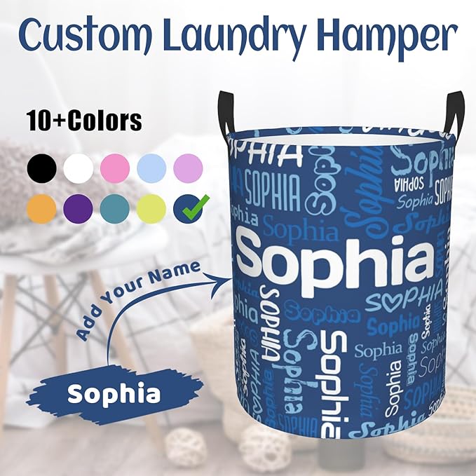 Personalized Laundry Hamper with name, Customized Name Laundry Basket, Custom Laundry Hamper with Name, Customization Name laundry Basket with Handles Gifts for Men Women
