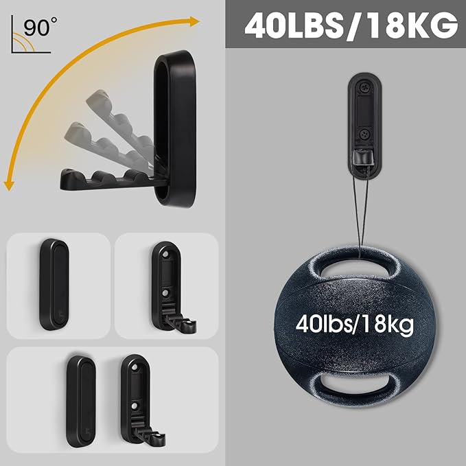 Folding Coat Hooks, 4 Pcs Foldable Black Wall Hooks Heavy Duty Foldable Hook Bathroom Towel Hooks Robe Hooks Wall Mounted for Hanging Coat Towels Clothes Hat Bags Keys